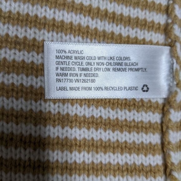 Merona Cardigan Women Medium Open Front Waterfall Striped Beige M - Picture 7 of 7